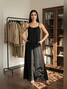 J. R. Nites By Caliendo Palazzo Pleated Pants Chiffon women’s size 8